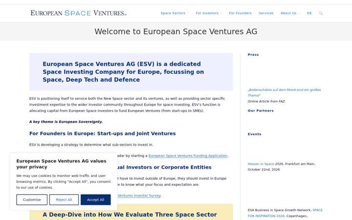 Screenshot of europeanspaceventures.com