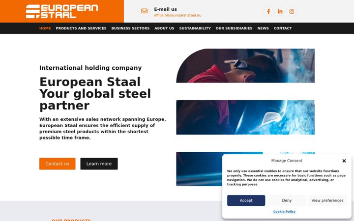 Captură de ecran a europeanstaal.eu