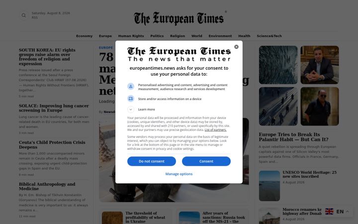 Screenshot van europeantimes.info