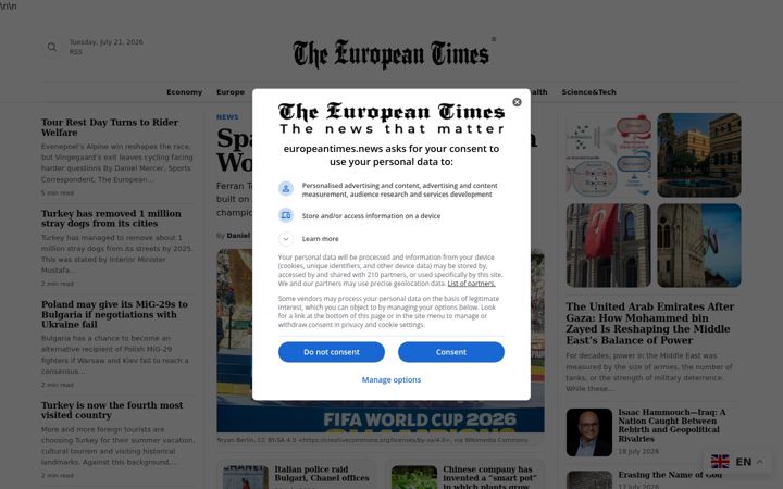 Screenshot of europeantimes.news