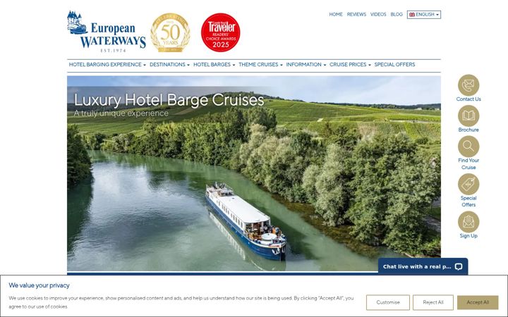 Screenshot of europeanwaterways.com