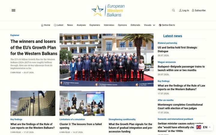 Screenshot of europeanwesternbalkans.com