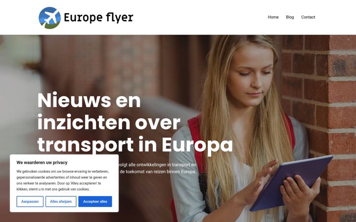 Skærmbillede af europeflyer.nl