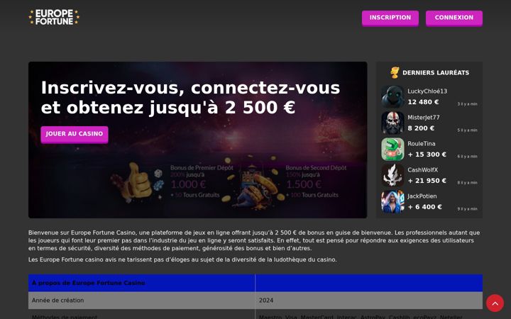 Screenshot of europefortunecasino.net