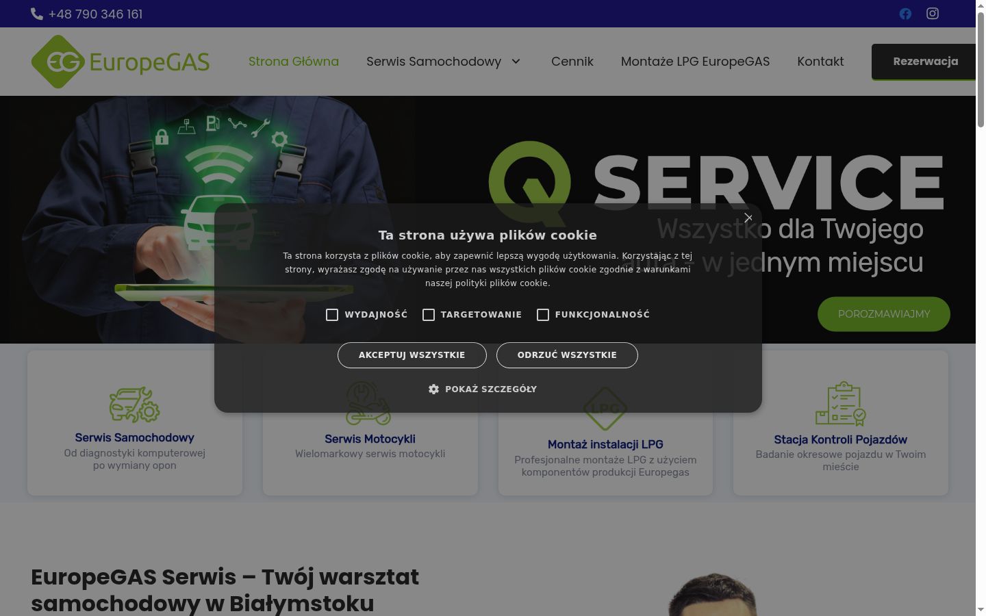 Skärmbild av samtyckesbannern som visades före någon interaktion