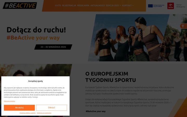 Screenshot stránky europejskitydziensportu.pl