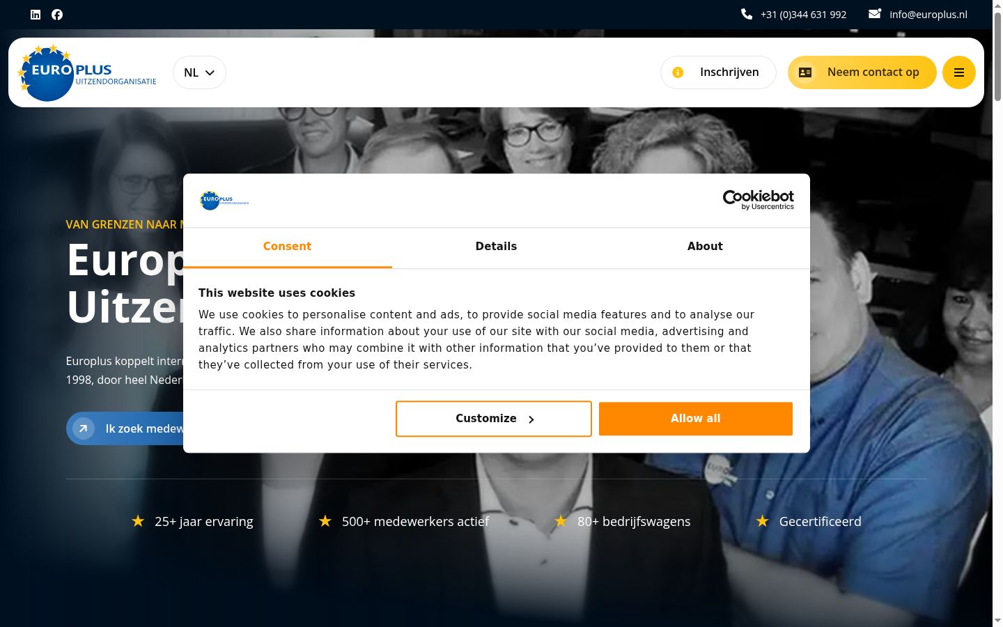 Snímek obrazovky baneru souhlasu zobrazeného před jakoukoli interakcí
