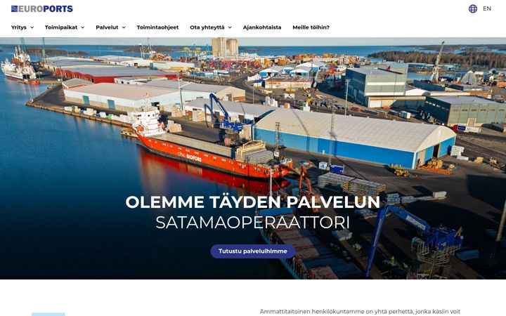 Екранна снимка на euroports.fi