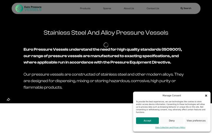 Screenshot of europressurevessels.com
