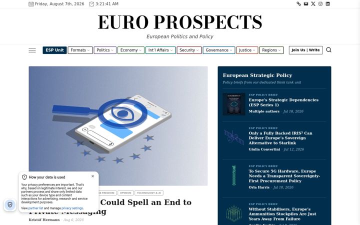 Ekrānuzņēmums no europrospects.eu