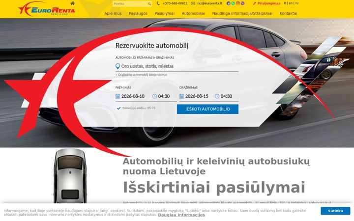 Snímek obrazovky eurorenta.lt