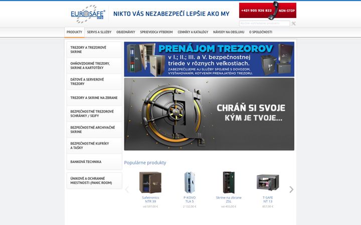 Snímek obrazovky eurosafe.sk
