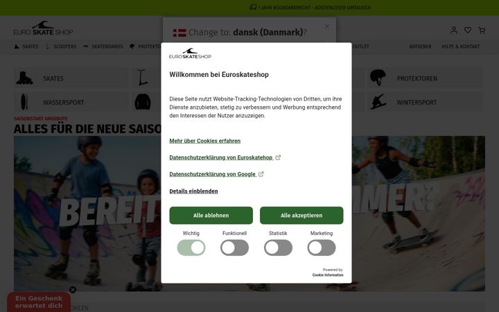 Screenshot of euroskateshop.de