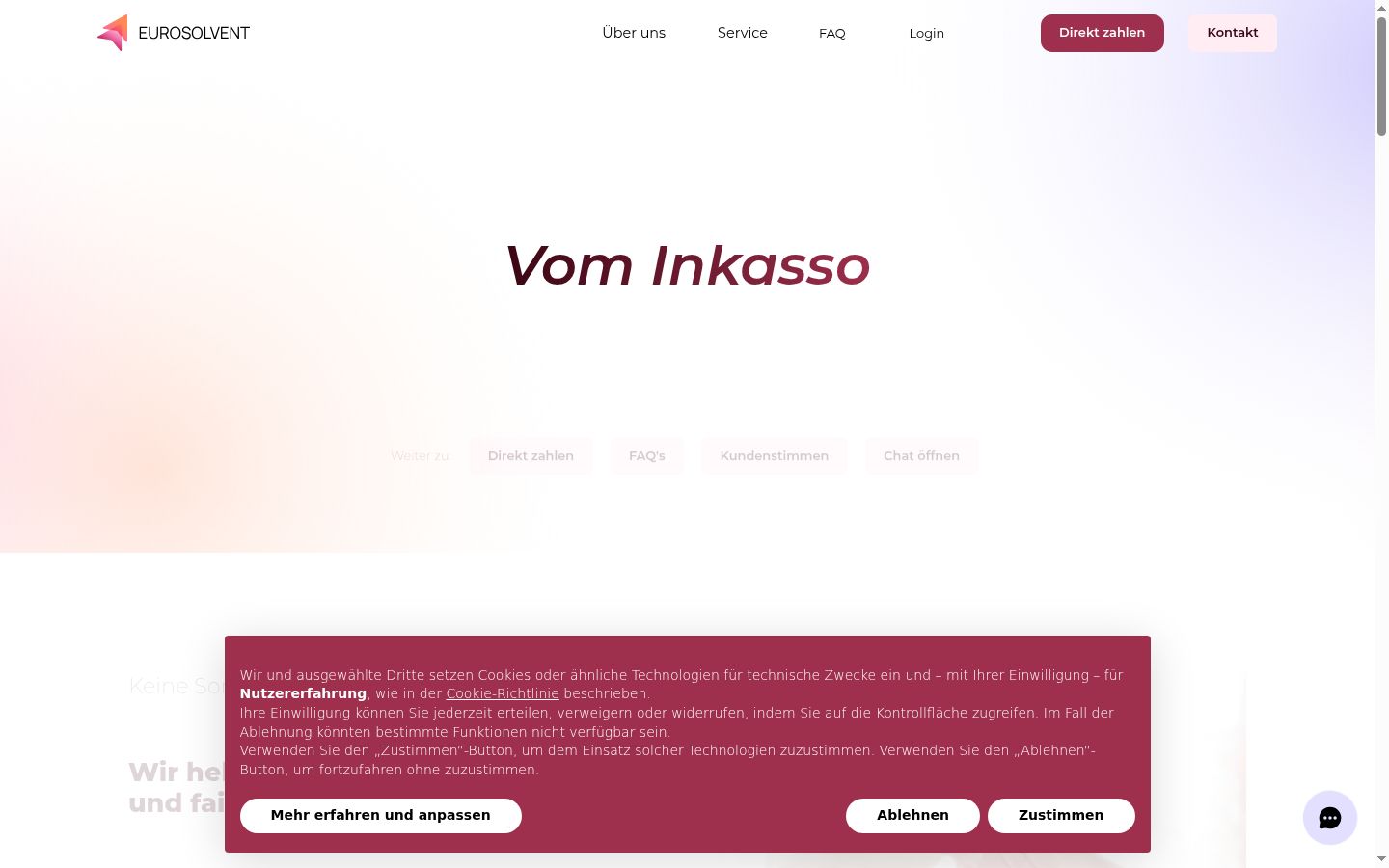 Screenshot del banner di consenso mostrato prima di qualsiasi interazione