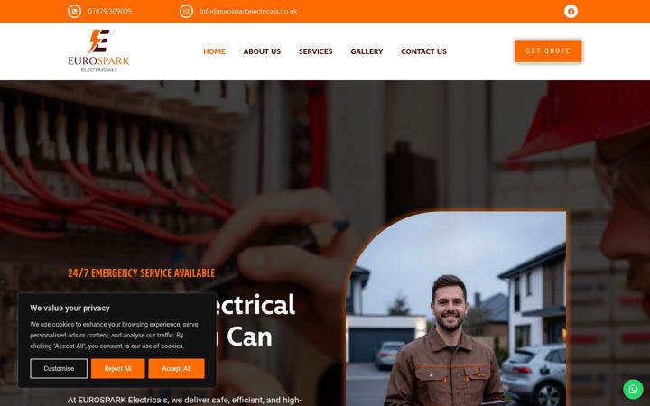 Screenshot of eurosparkelectricals.co.uk