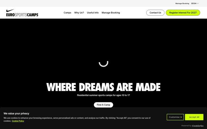 Screenshot of eurosportscamps.com
