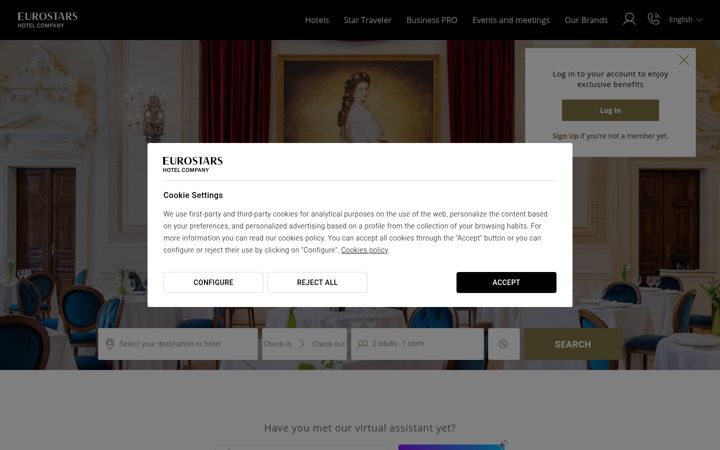 Snímek obrazovky eurostarshotels.co.uk