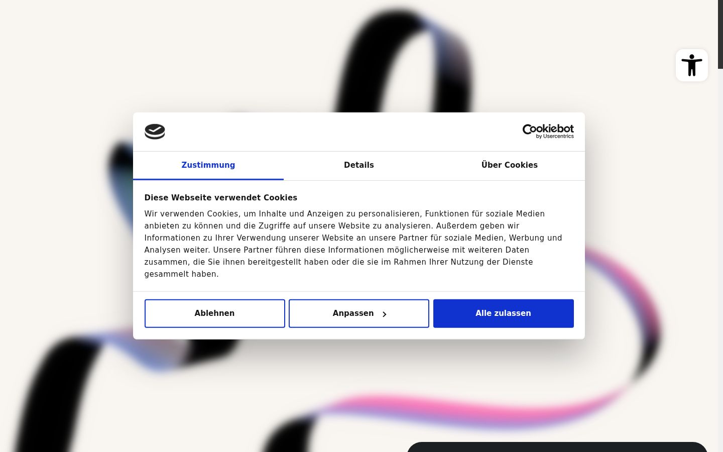 Screenshot del banner di consenso mostrato prima di qualsiasi interazione