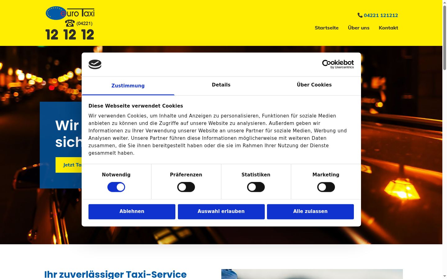 Screenshot of the consent banner shown before any interaction