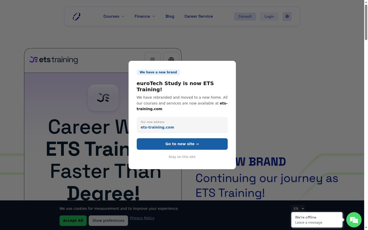 Screenshot of the consent banner shown before any interaction