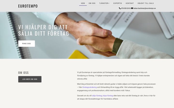 Skjermbilde av eurotempoforetagsformedling.se