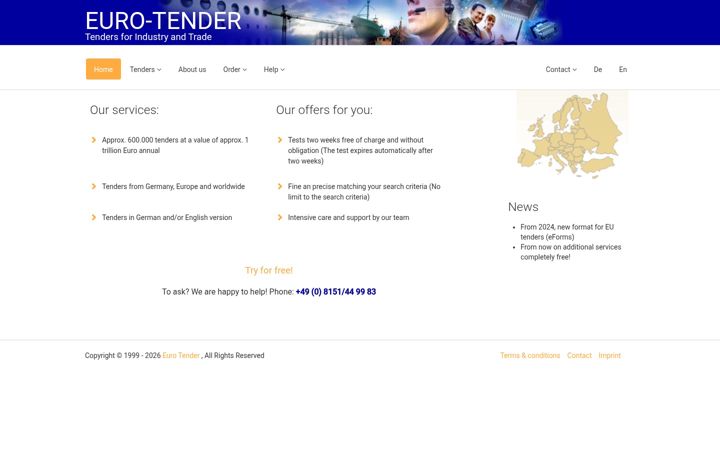 Snímek obrazovky eurotender.de