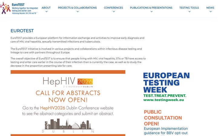 Screenshot of eurotest.org
