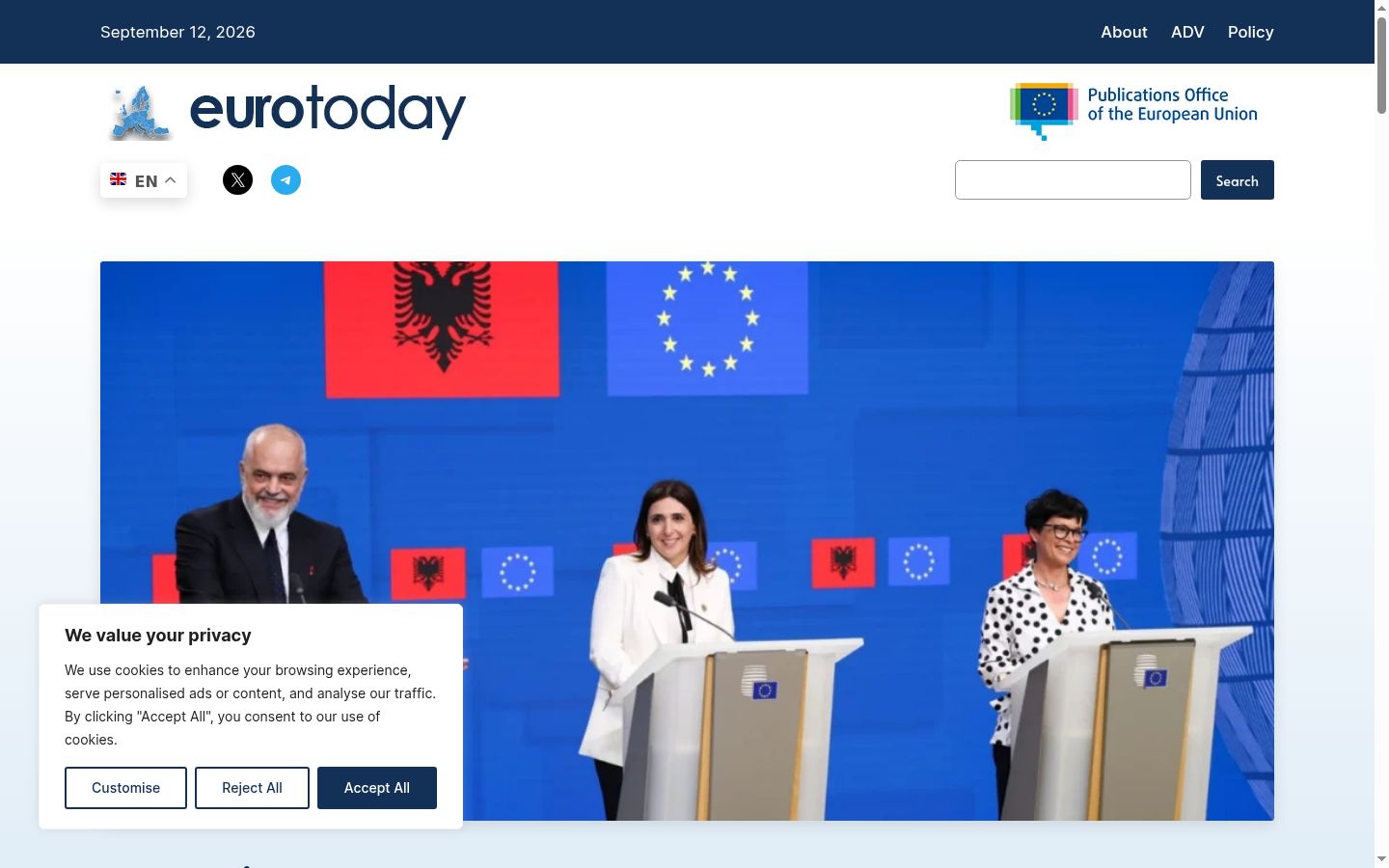 Screenshot tal-banner tal-kunsens muri qabel kwalunkwe interazzjoni