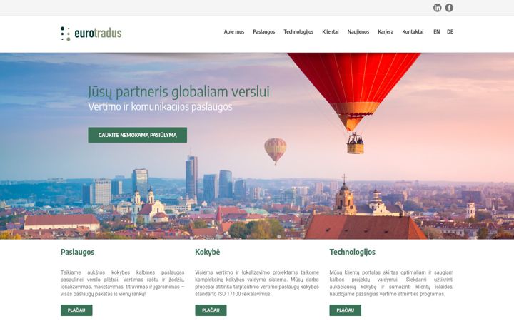 Snímek obrazovky eurotradus.lt