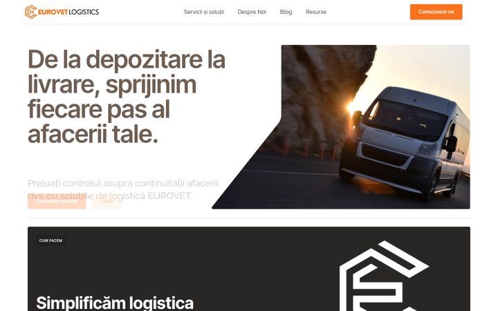 Screenshot ta' eurovetlogistics.ro
