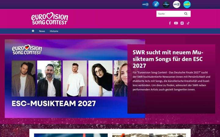 Screenshot of eurovision.de