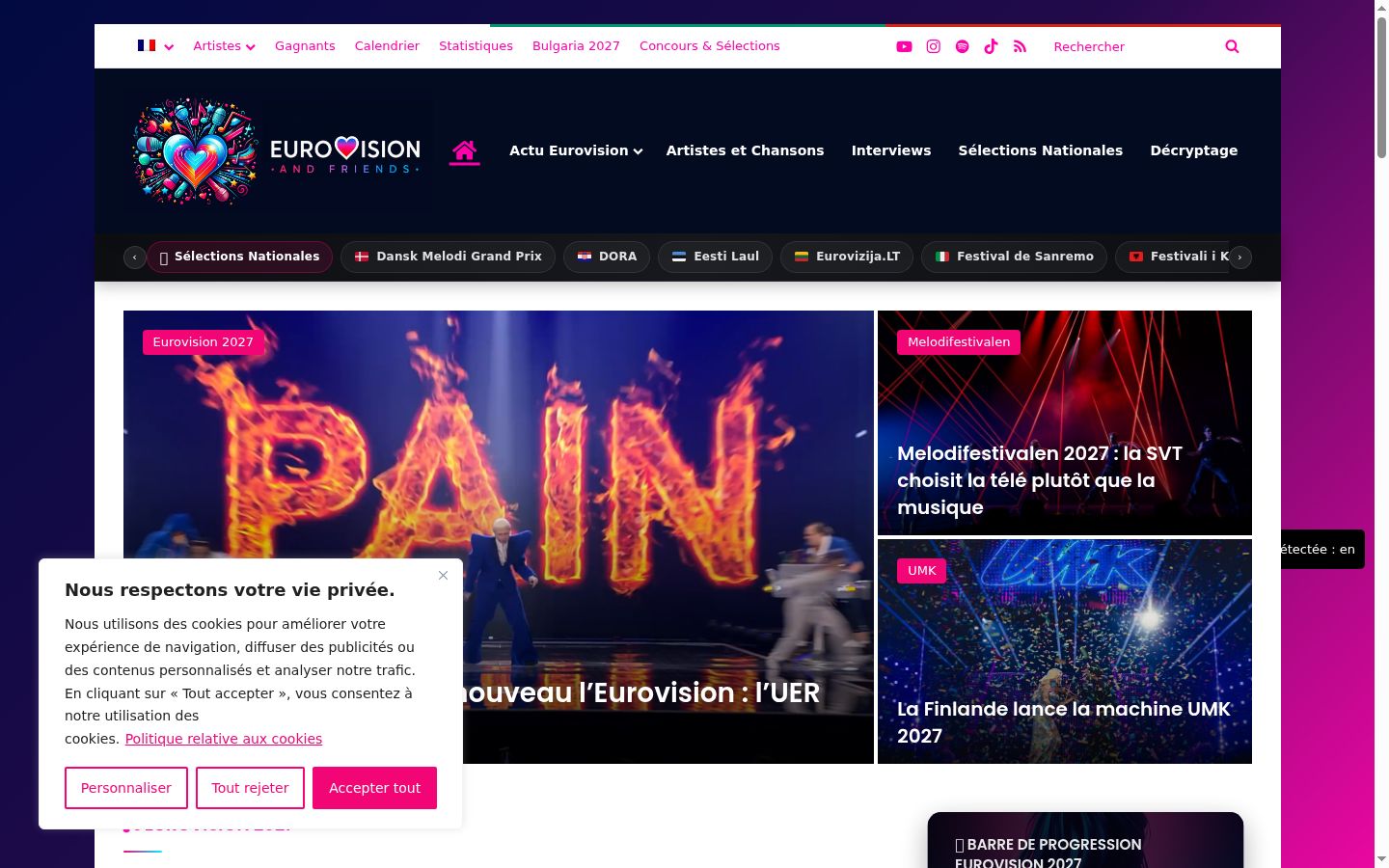 Screenshot del banner di consenso mostrato prima di qualsiasi interazione