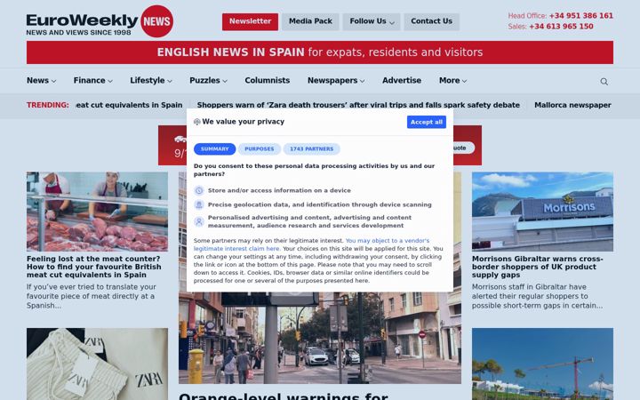 Screenshot ta' euroweeklynews.com