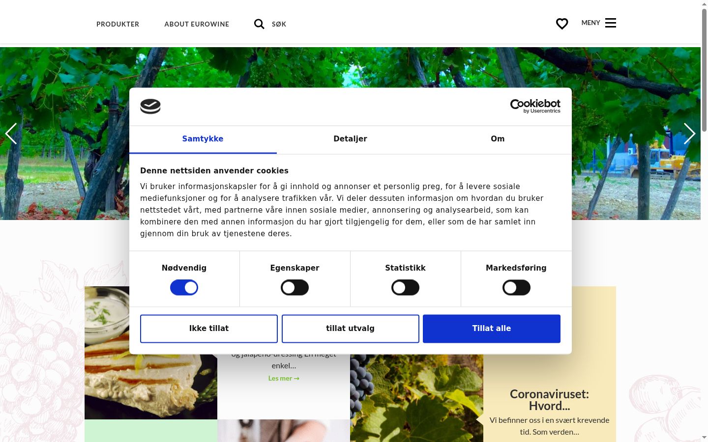 Screenshot of the consent banner shown before any interaction