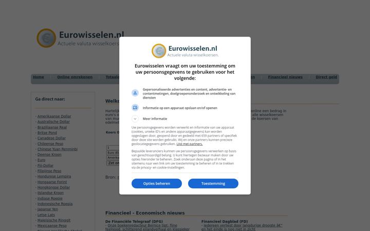 Screenshot stránky eurowisselen.nl