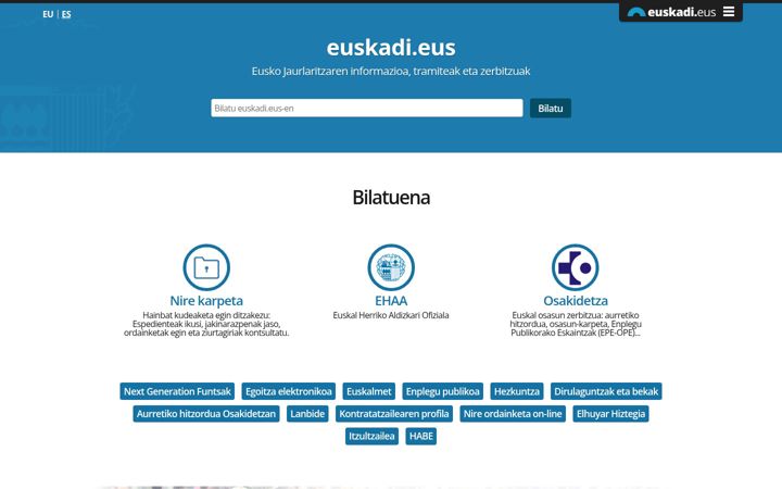 Zrzut ekranu euskadi.eus
