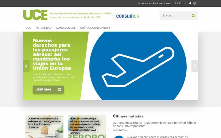 Screenshot of euskadikokontsumitzaileak.com