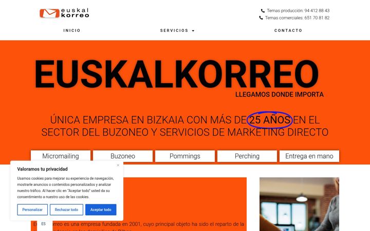 Screenshot of euskalkorreo.com