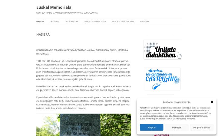 Skärmbild av euskalmemoriala.net