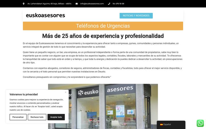 Skärmbild av euskoasesores.net