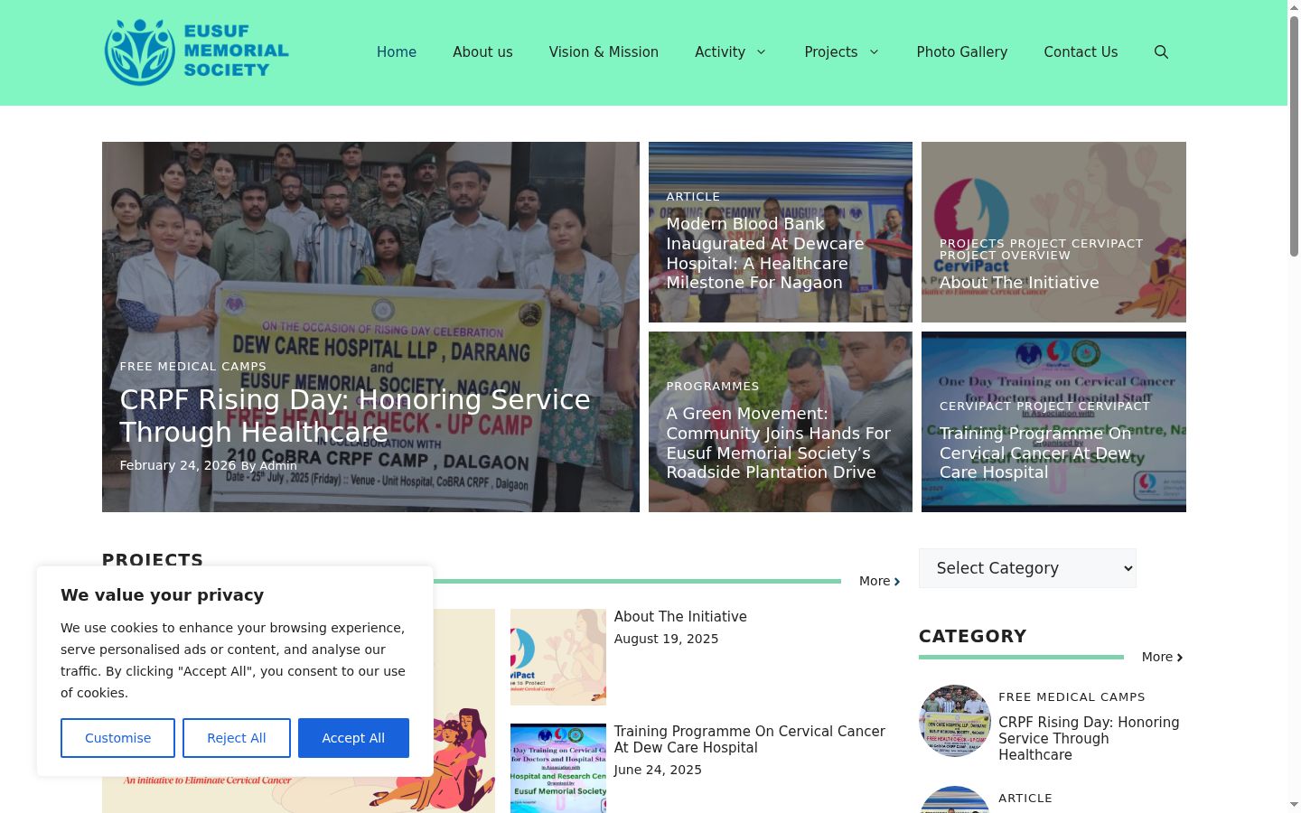 Screenshot del banner di consenso mostrato prima di qualsiasi interazione