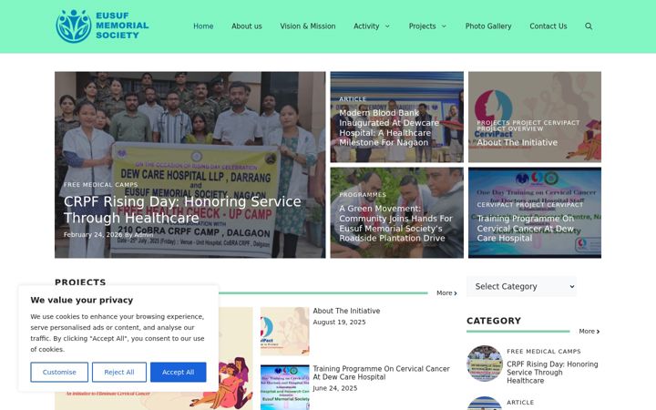 Screenshot of eusufmemorialsociety.org