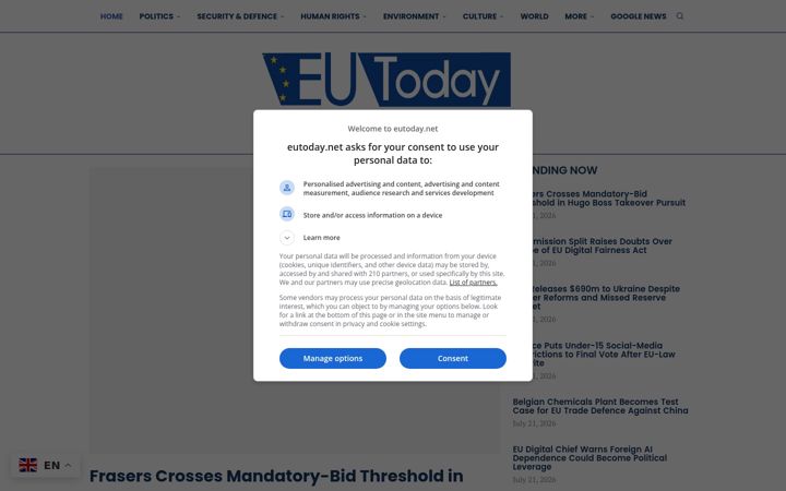 Screenshot of eutoday.net