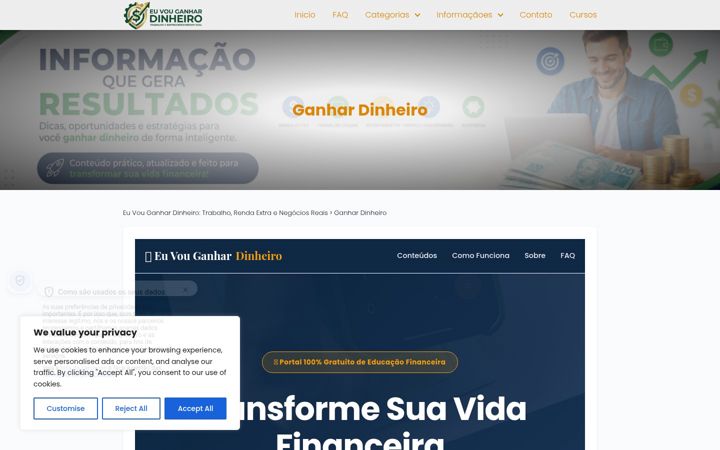 Screenshot ta' euvouganhardinheiro.com.br