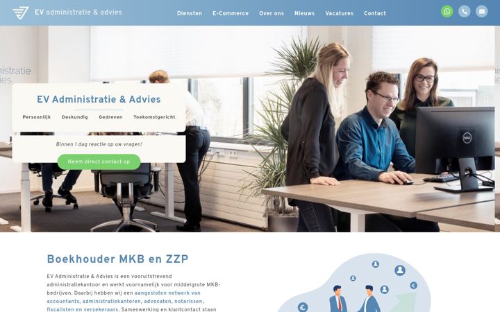Screenshot stránky ev-administratie.nl