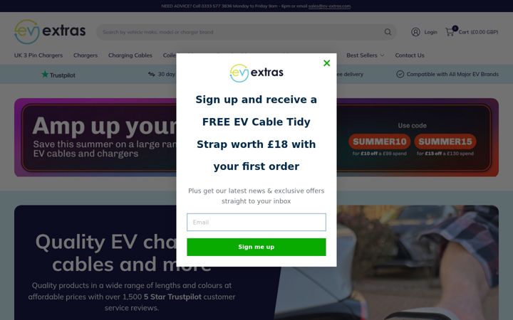 Screenshot of ev-extras.com
