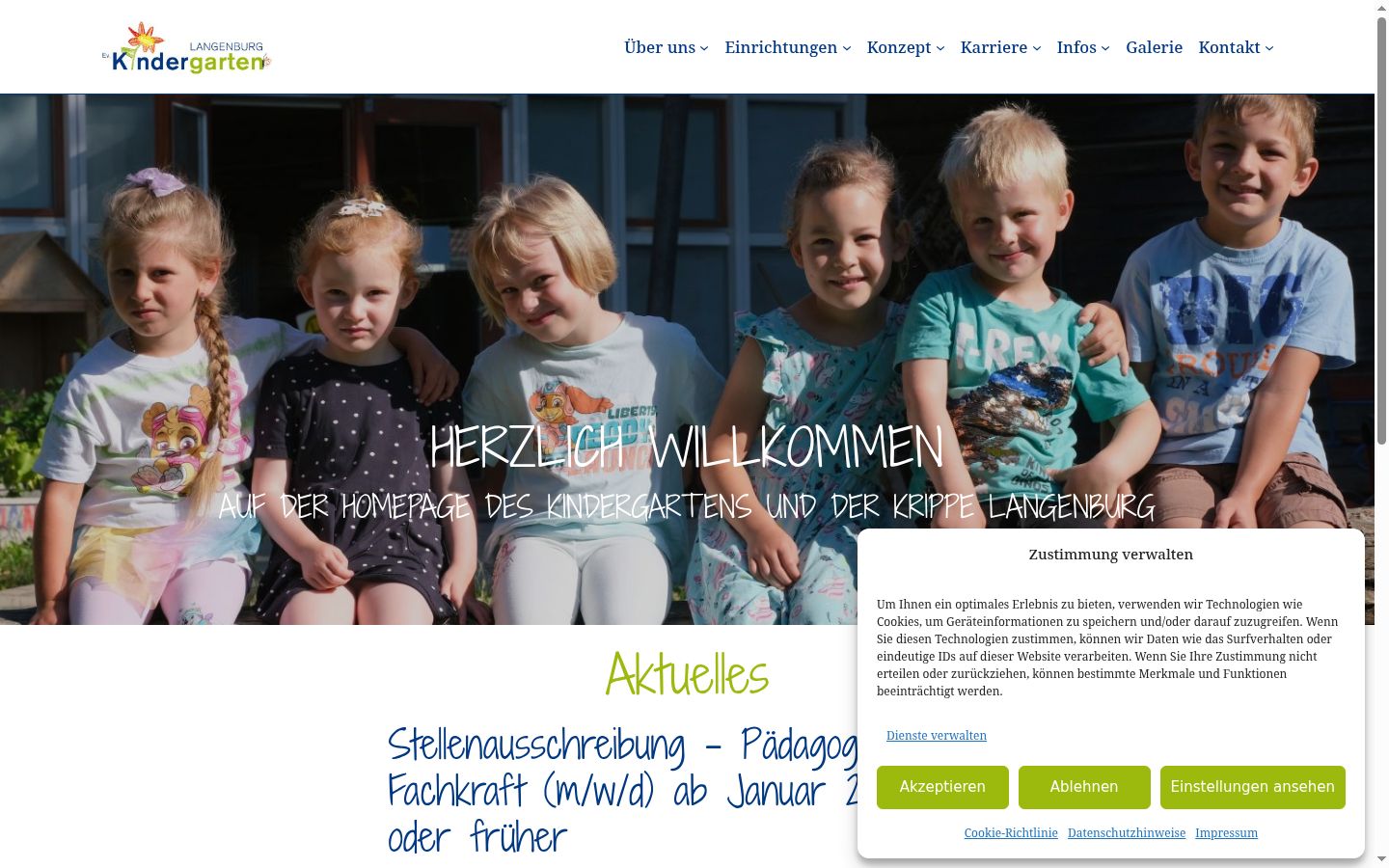 Screenshot des Einwilligungsbanners vor jeglicher Interaktion