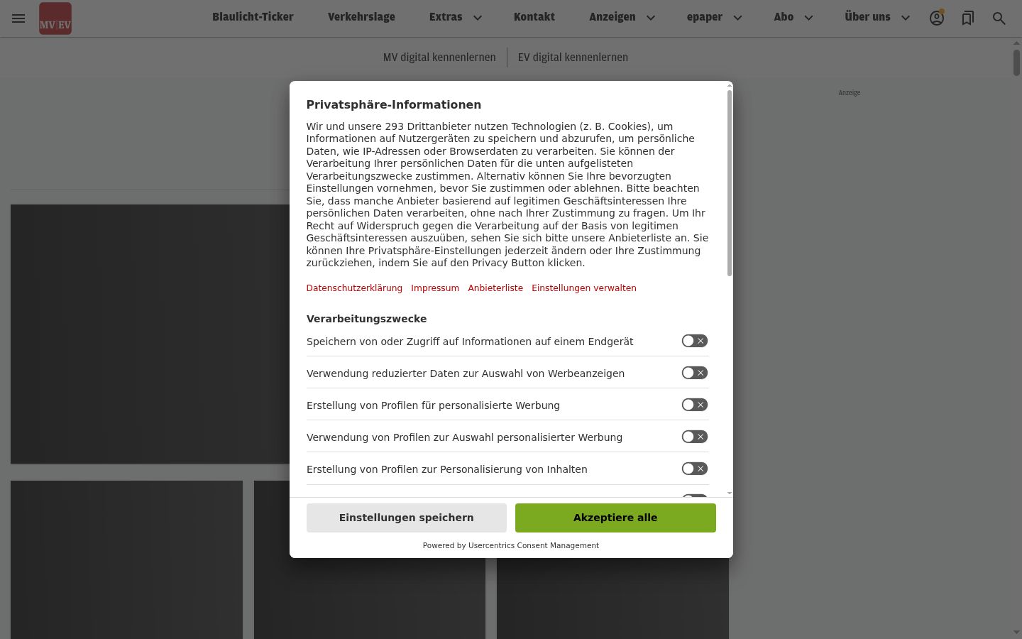 Capture d'écran de la bannière de consentement affichée avant toute interaction