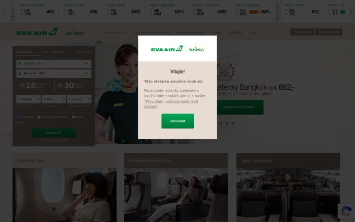 Screenshot von evaair.sk