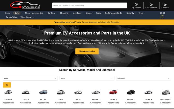 Screenshot of evaccessories.co.uk